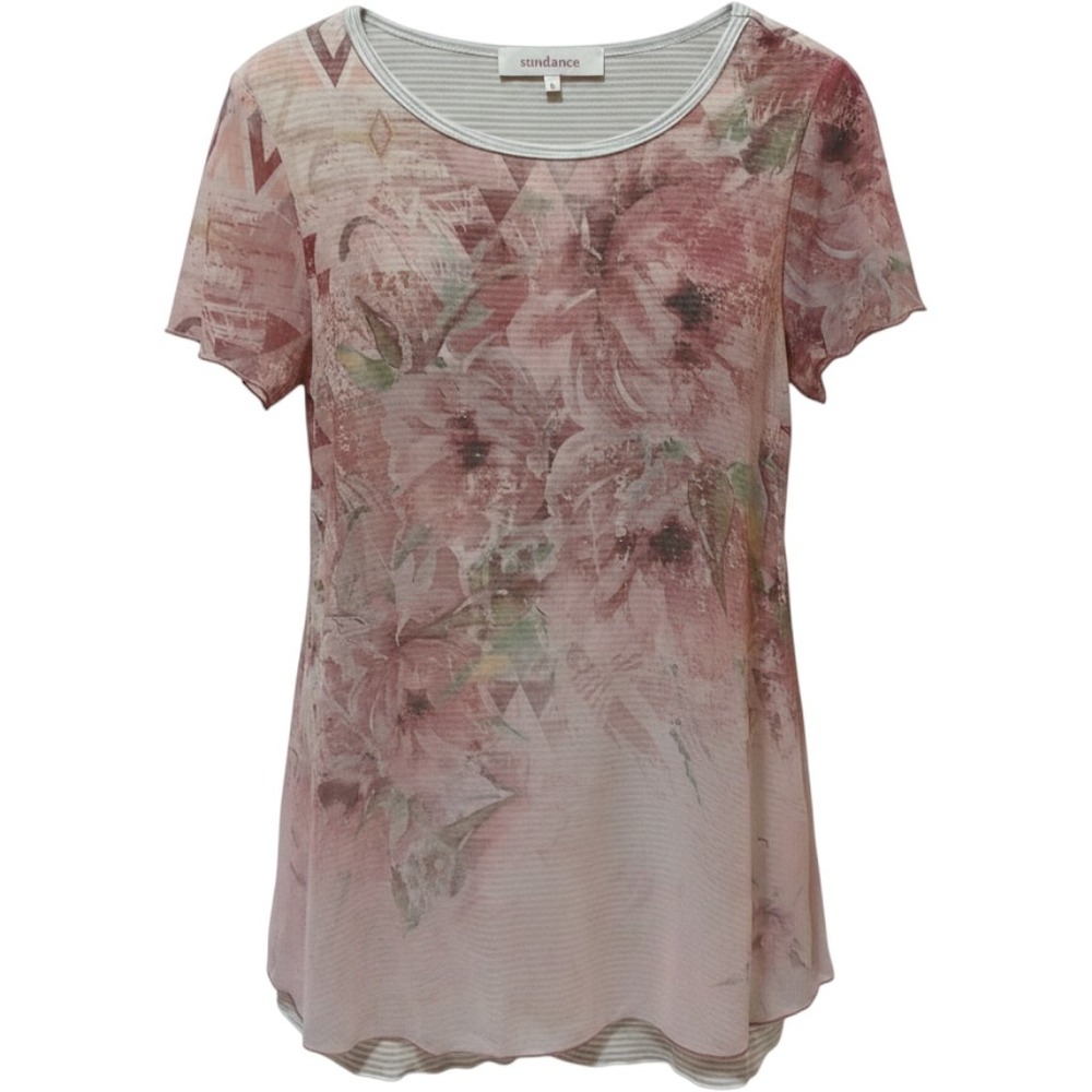 Sundance Ever Blooming Top Womens S Floral Mesh Overlay Soft Romantic Boho USA